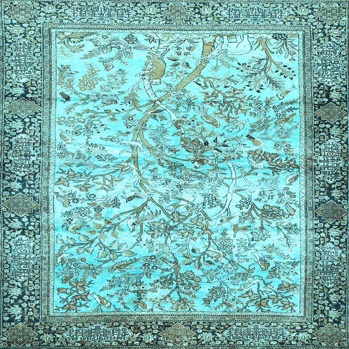 Square Machine Washable Animal Light Blue Traditional Rug, wshtr4800lblu