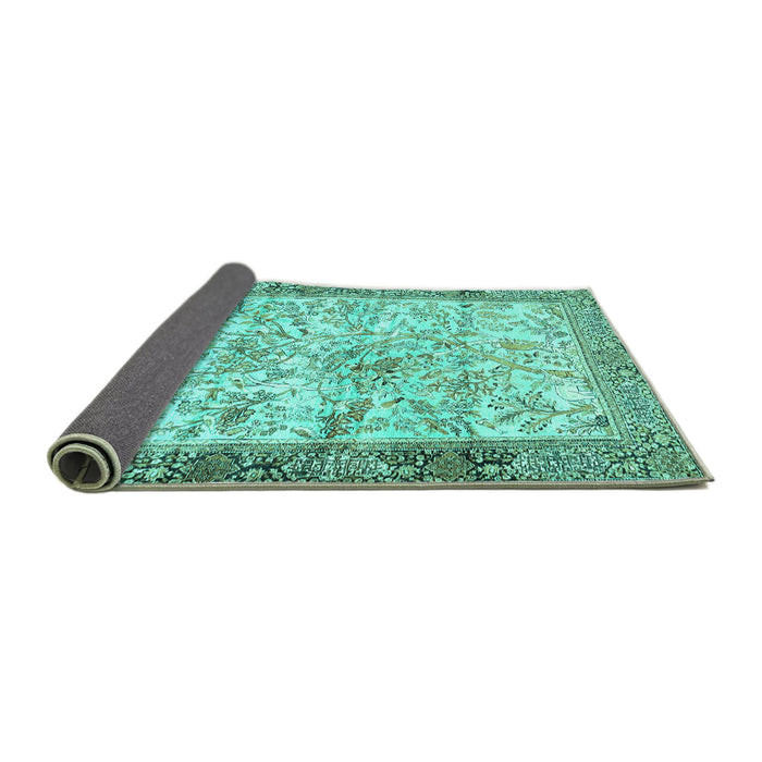 Sideview of Animal Turquoise Traditional Rug, tr4800turq