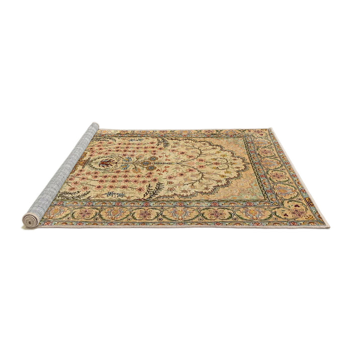 Sideview of Machine Washable Traditional Light Brown Rug, wshtr4801