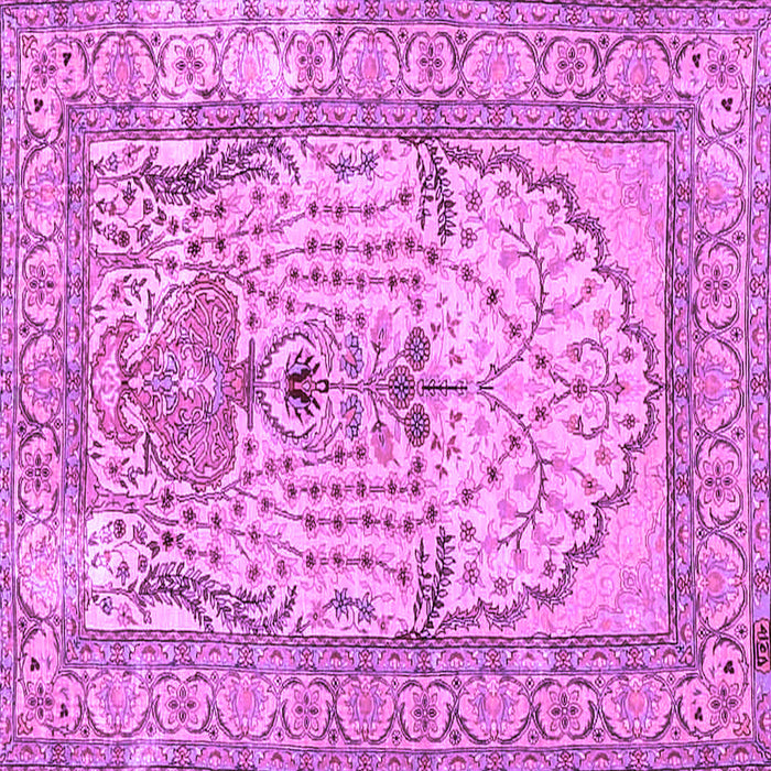Square Machine Washable Persian Purple Traditional Area Rugs, wshtr4801pur