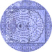 Round Persian Blue Traditional Rug, tr4801blu