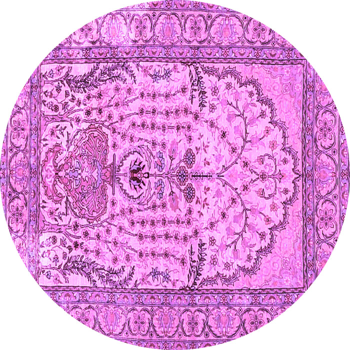 Round Machine Washable Persian Purple Traditional Area Rugs, wshtr4801pur