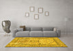 Machine Washable Persian Yellow Traditional Rug in a Living Room, wshtr4801yw