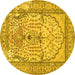 Round Persian Yellow Traditional Rug, tr4801yw