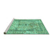 Sideview of Machine Washable Persian Turquoise Traditional Area Rugs, wshtr4801turq