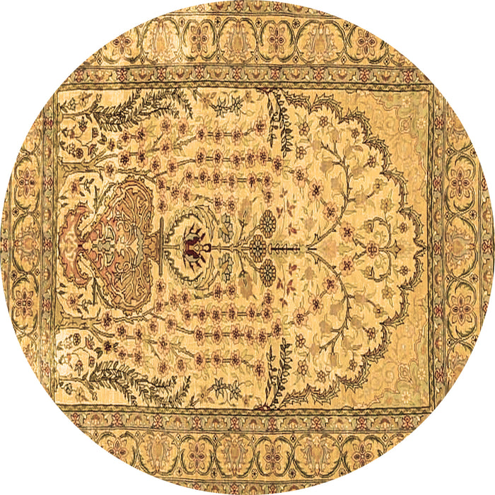 Round Machine Washable Persian Brown Traditional Rug, wshtr4801brn