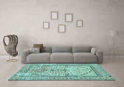 Machine Washable Persian Light Blue Traditional Rug in a Living Room, wshtr4801lblu