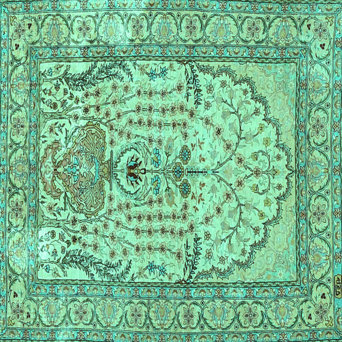 Square Persian Turquoise Traditional Rug, tr4801turq