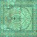 Square Persian Turquoise Traditional Rug, tr4801turq