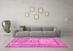 Machine Washable Persian Pink Traditional Rug in a Living Room, wshtr4801pnk