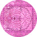 Round Machine Washable Persian Pink Traditional Rug, wshtr4801pnk