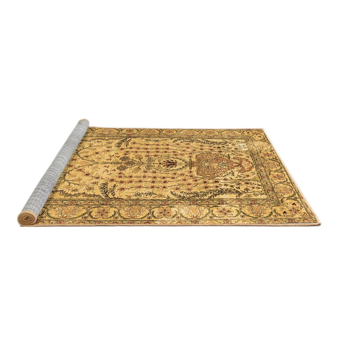 Sideview of Machine Washable Persian Brown Traditional Rug, wshtr4801brn