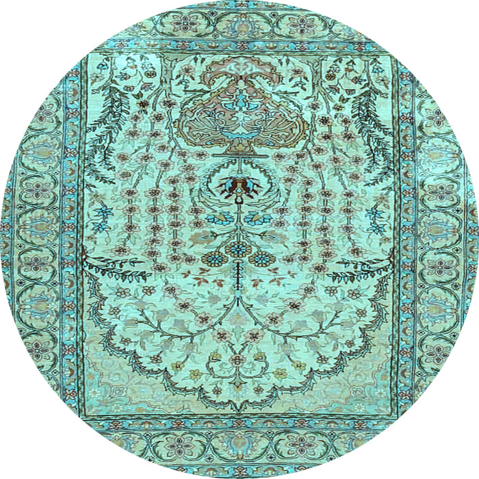 Round Persian Light Blue Traditional Rug, tr4801lblu