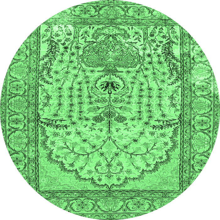Round Persian Emerald Green Traditional Rug, tr4801emgrn