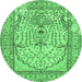 Round Persian Emerald Green Traditional Rug, tr4801emgrn