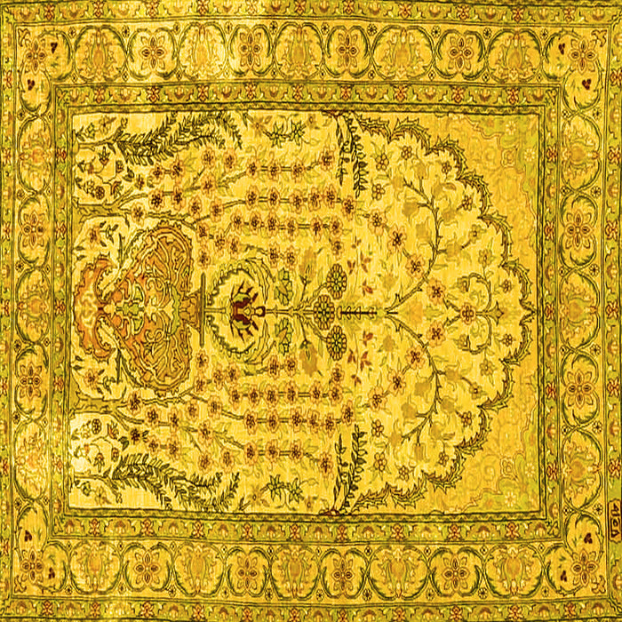 Square Persian Yellow Traditional Rug, tr4801yw