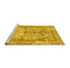 Sideview of Machine Washable Persian Yellow Traditional Rug, wshtr4801yw