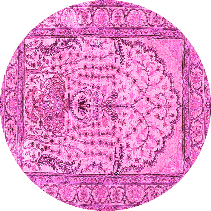 Round Persian Pink Traditional Rug, tr4801pnk