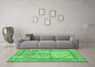 Machine Washable Persian Emerald Green Traditional Area Rugs in a Living Room,, wshtr4801emgrn