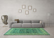 Machine Washable Persian Turquoise Traditional Area Rugs in a Living Room,, wshtr4802turq