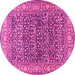 Round Machine Washable Persian Pink Traditional Rug, wshtr4802pnk