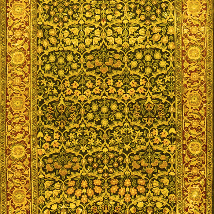Machine Washable Persian Yellow Traditional Rug, wshtr4802yw