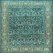 Square Machine Washable Persian Light Blue Traditional Rug, wshtr4802lblu