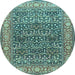 Round Persian Light Blue Traditional Rug, tr4802lblu