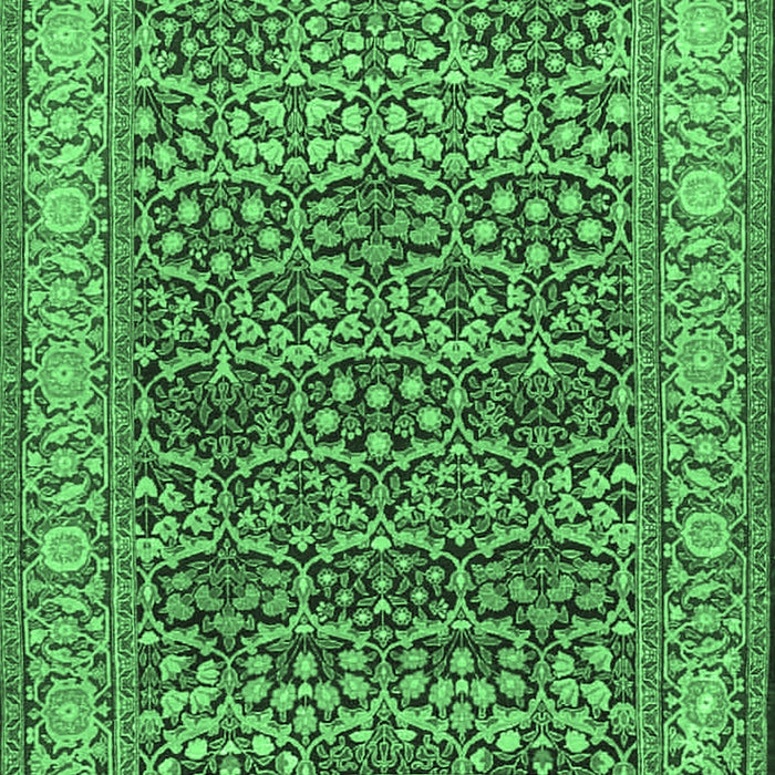Machine Washable Persian Emerald Green Traditional Area Rugs, wshtr4802emgrn