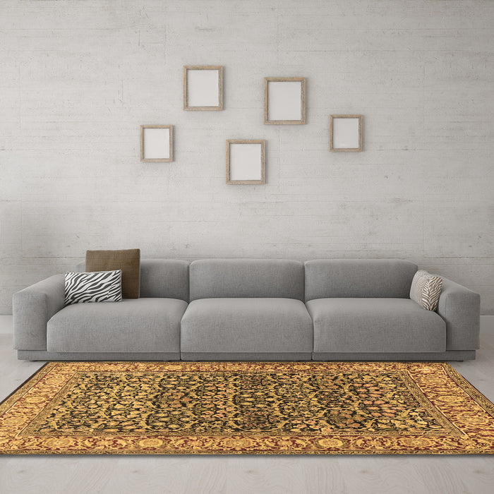 Machine Washable Persian Brown Traditional Rug in a Living Room,, wshtr4802brn