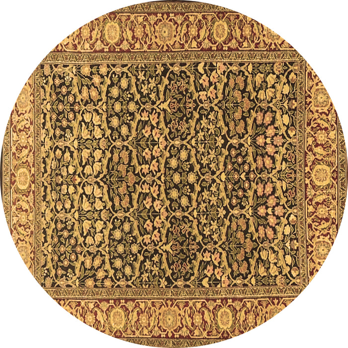 Round Machine Washable Persian Brown Traditional Rug, wshtr4802brn