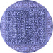 Round Machine Washable Persian Blue Traditional Rug, wshtr4802blu