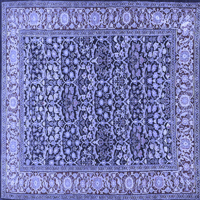 Square Machine Washable Persian Blue Traditional Rug, wshtr4802blu