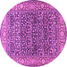 Round Machine Washable Persian Purple Traditional Area Rugs, wshtr4802pur