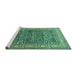 Sideview of Machine Washable Persian Turquoise Traditional Area Rugs, wshtr4802turq