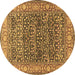 Round Persian Brown Traditional Rug, tr4802brn