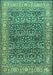 Machine Washable Persian Turquoise Traditional Area Rugs, wshtr4802turq