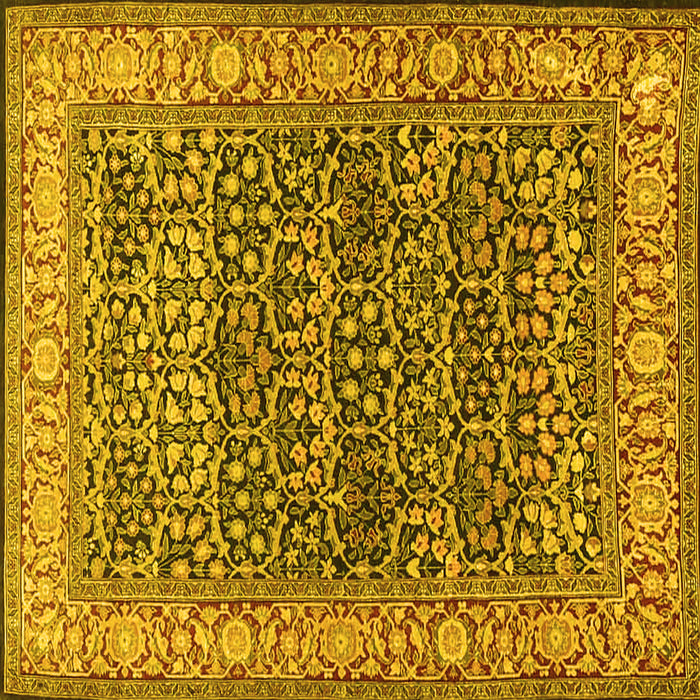 Square Machine Washable Persian Yellow Traditional Rug, wshtr4802yw