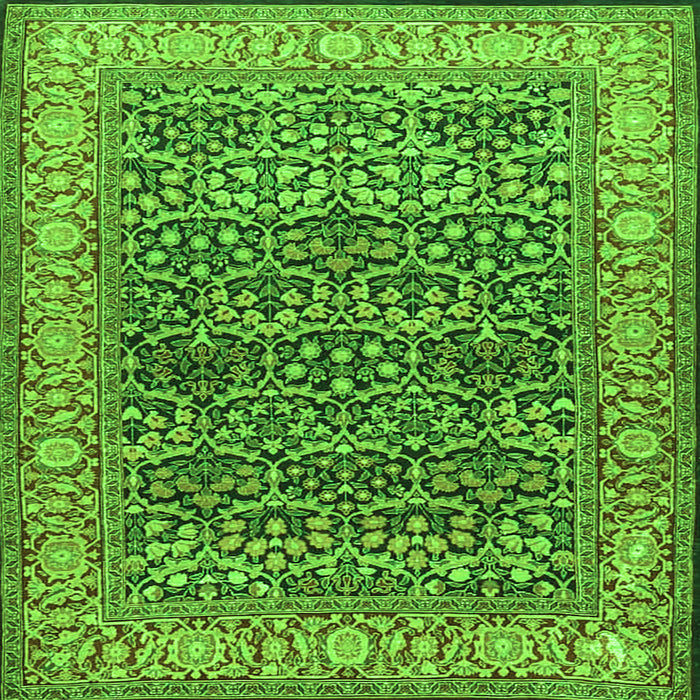 Round Machine Washable Persian Green Traditional Area Rugs, wshtr4802grn
