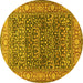 Round Persian Yellow Traditional Rug, tr4802yw
