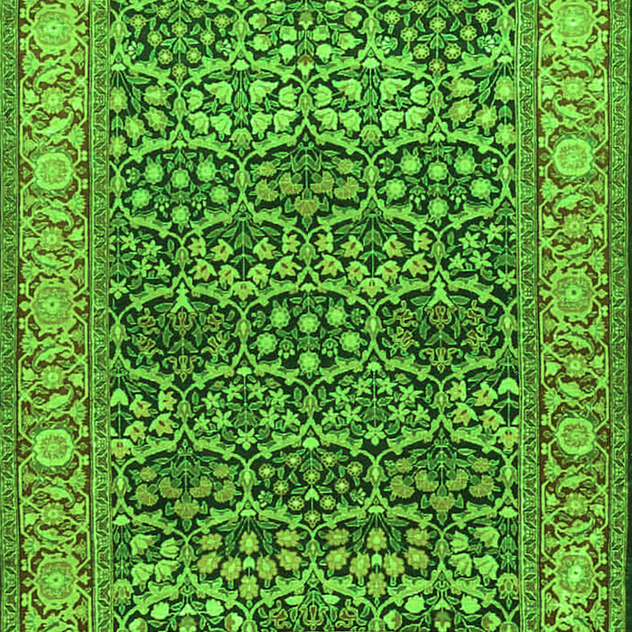 Serging Thickness of Machine Washable Persian Green Traditional Area Rugs, wshtr4802grn
