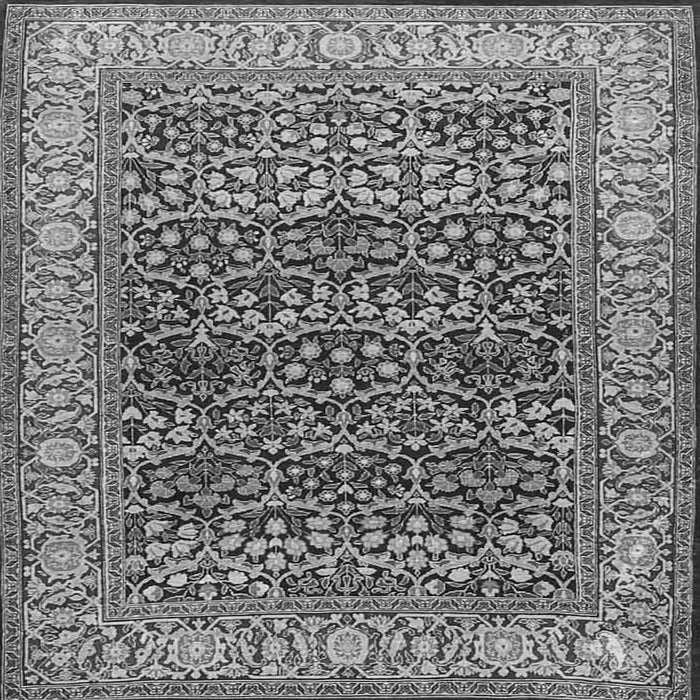 Round Machine Washable Persian Gray Traditional Rug, wshtr4802gry