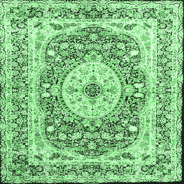 Square Medallion Emerald Green Traditional Rug, tr4803emgrn