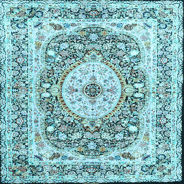 Square Medallion Light Blue Traditional Rug, tr4803lblu