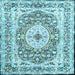 Square Medallion Light Blue Traditional Rug, tr4803lblu