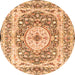 Machine Washable Medallion Orange Traditional Area Rugs, wshtr4803org