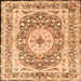 Round Machine Washable Medallion Orange Traditional Area Rugs, wshtr4803org