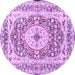 Round Medallion Purple Traditional Rug, tr4803pur