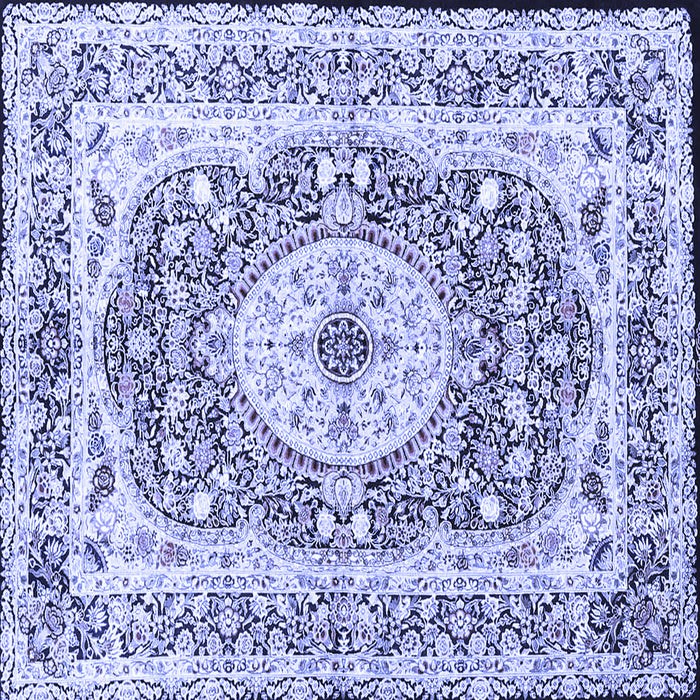 Square Machine Washable Medallion Blue Traditional Rug, wshtr4803blu