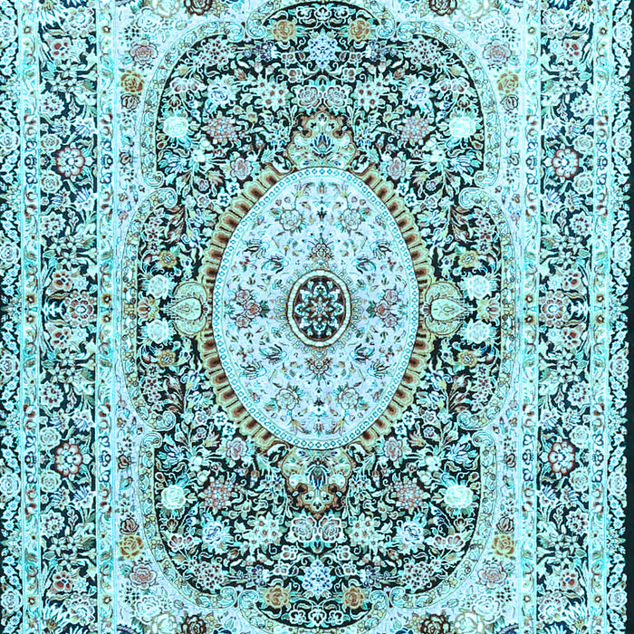 Medallion Light Blue Traditional Rug, tr4803lblu